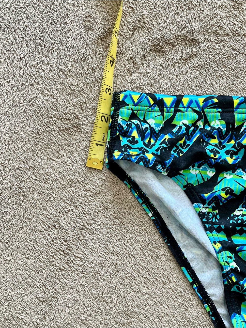 Men's Green Patterned Swim Briefs - Amanzi, performance fit, size 32 - Picture 4 of 4